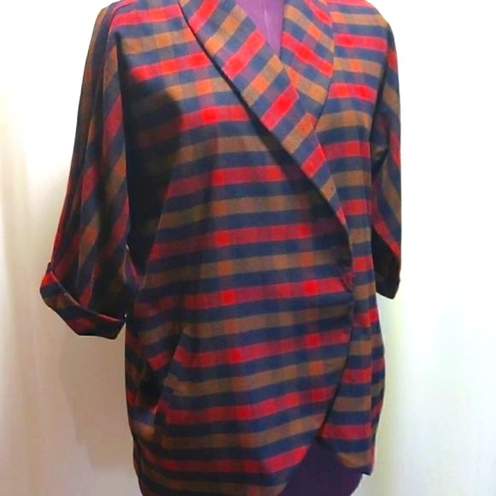 Design Lab Plaid Jacket/Poncho  - Picture 2 of 8